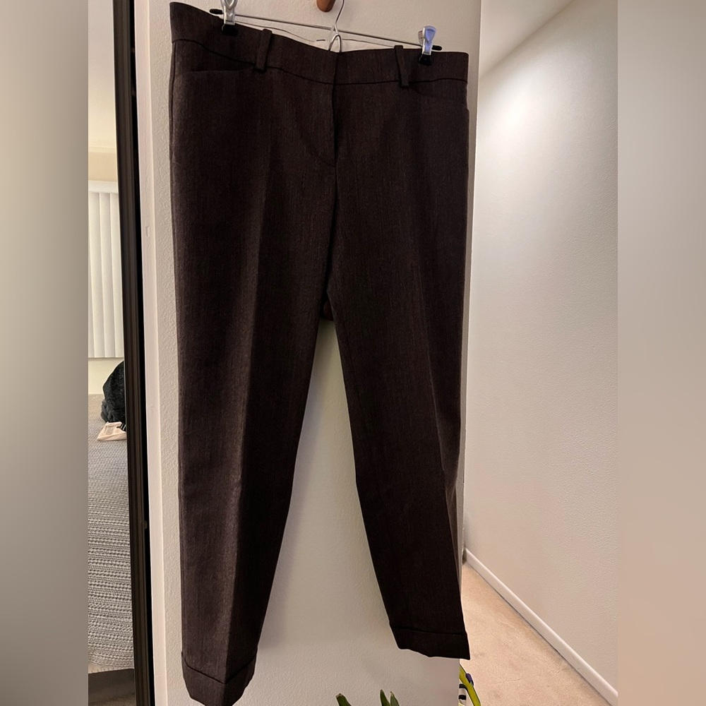 Brown wool/tweed like dress pants.